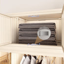 Portable Wardrobe Closet Storage Organizer With 12 Magnetic Doors, 12 Cubes, Hanging Rod & 6 Hangers - Creamy White