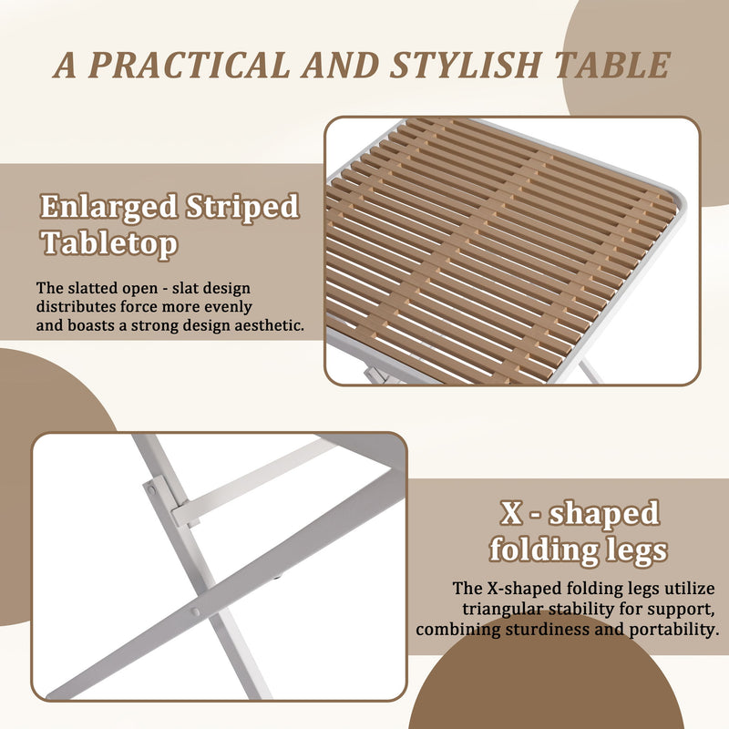 4 Piece Set Of Modern Color Block Designed Single Chairs With Folding Square Table