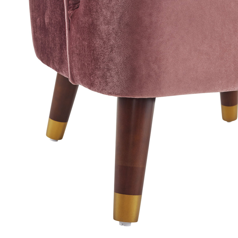 Elegant Upholstered Barrel Accent Chair With Wooden Legs