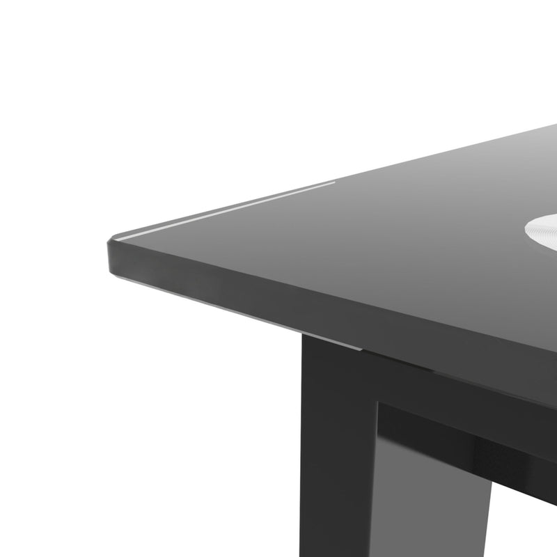 Modern 7 Piece Dining Table Set With Glass Top And Chairs - Black
