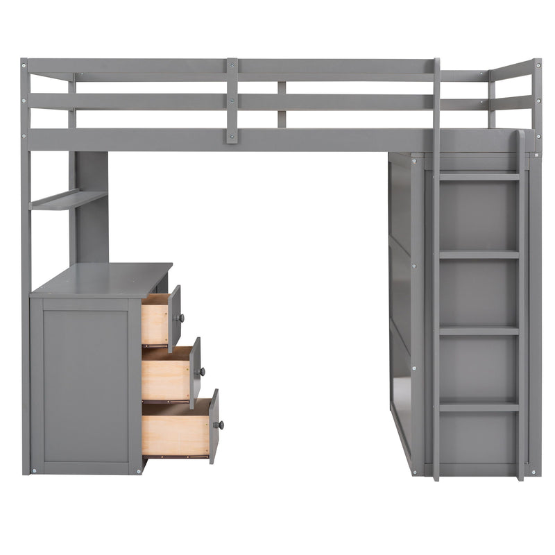 Loft Bed With Drawers, Desk, And Wardrobe