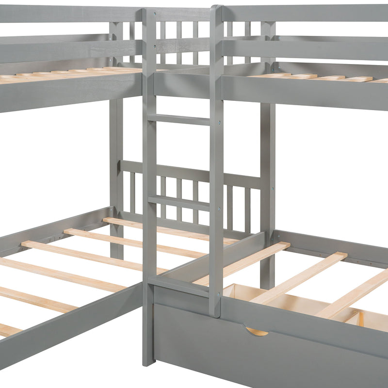 Twin L Shaped Bunk Bed With Drawers