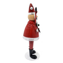 Cheerful Santa Claus Holding Tree And Waving, Holiday Decoration With Festive Design - Red