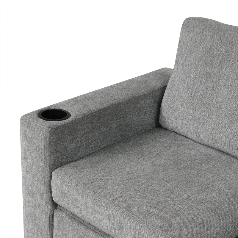 Single Pull Out Sofa Bed With USB Ports And Cup Holders