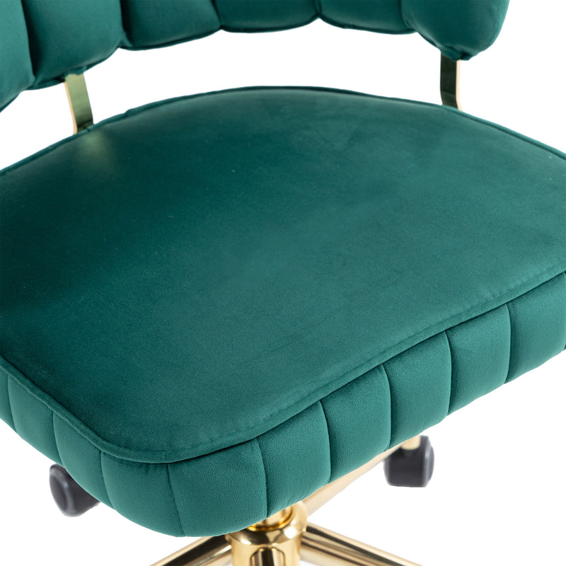 Modern Velvet Home Office Desk Chair With Adjustable Height And Swivel Wheels