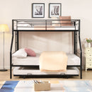 Twin Over Full Modern Metal Bunk Bed With Trundle - Black
