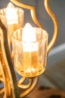 4 Light Metal Chandelier, Hanging Light Fixture With Adjustable Chain For Kitchen, Bulb Not Included - Gold