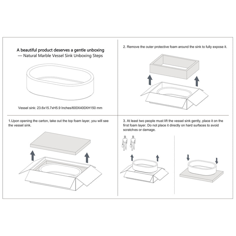 Bathroom Vessel Sink, Semi Polished Surface