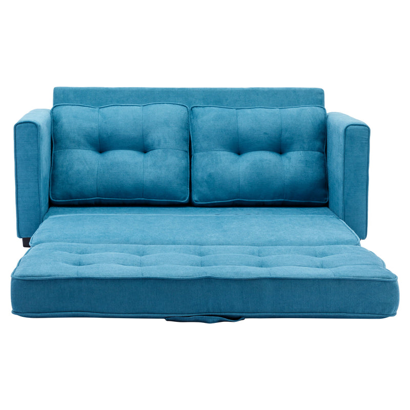 Loveseat Sofa With Pull-Out Bed Modern Upholstered Couch With Side Pocket For Living Room Office