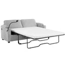 Corduroy Sleeper Sofa Loveseat Sofa With Full Size Mattress, 2 USB Ports, 2 Cup Holders, 2 Side Pockets And Phone Holder