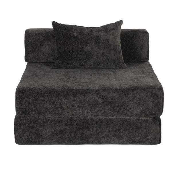 Convertible Floor Sofa Bed With Fixed Shape Frame For Living Room - Black