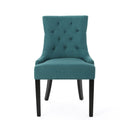 Dining Chair (Set of 2) With Upholstered Diamond Tufting And Espresso Birch Legs - Teal
