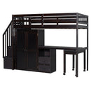 Loft Bed With Stairs, Bookshelf, Drawers, Desk & Wardrobe, Space Saving Multifunctional Furniture