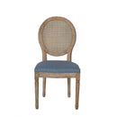 Elegant Dining Chair Set With Cane And Fabric Upholstery