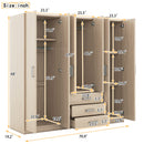 6 Doors Wardrobe Storage For Bedroom, With Big Drawers