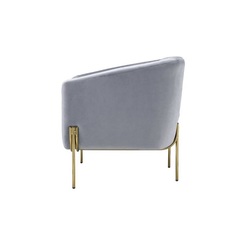 Carlson - Accent Chair - Gray Velvet & Gold