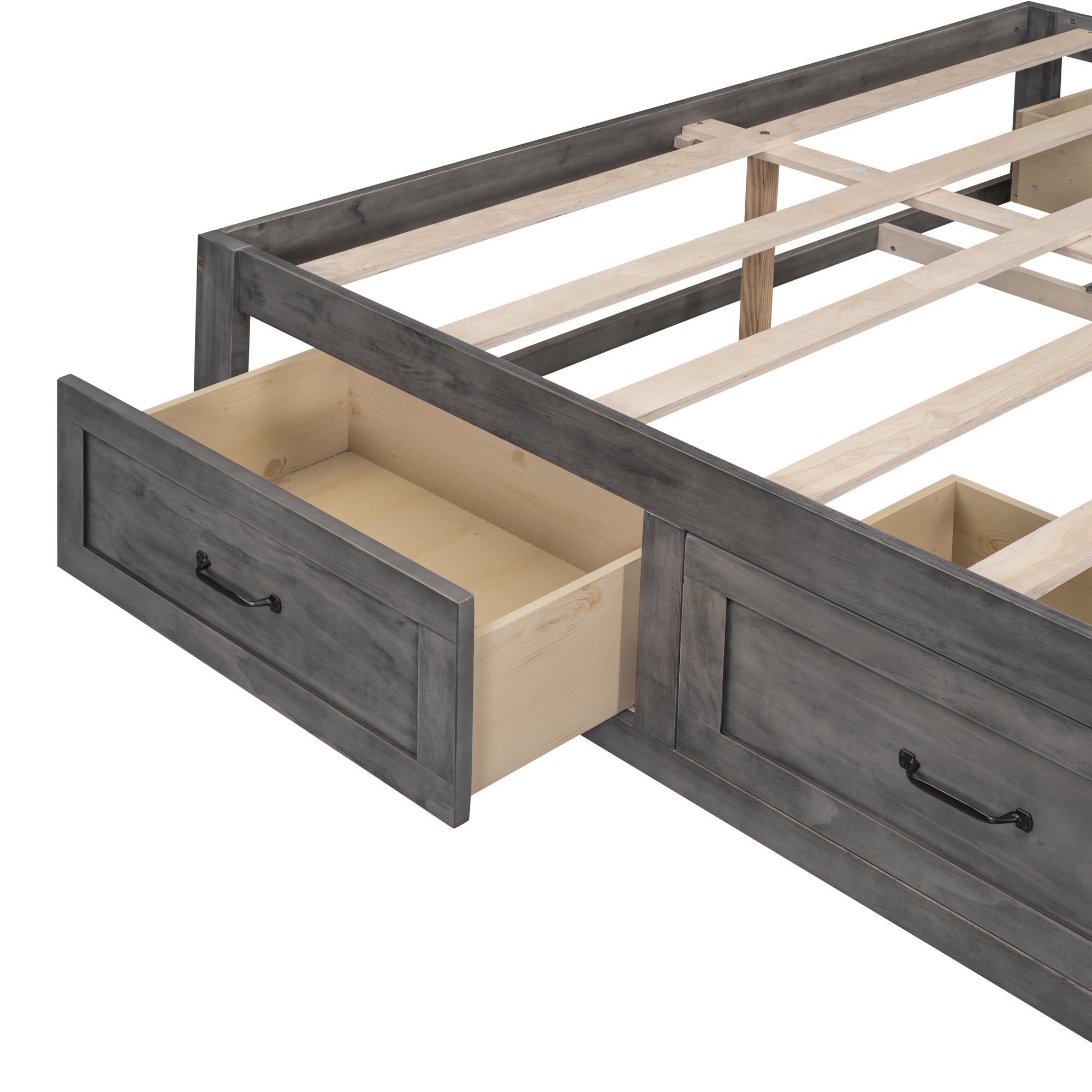 Full Size Platform Bed with 6 Storage Drawers,Antique Gray - Atlantic Fine Furniture Melbourne FL
