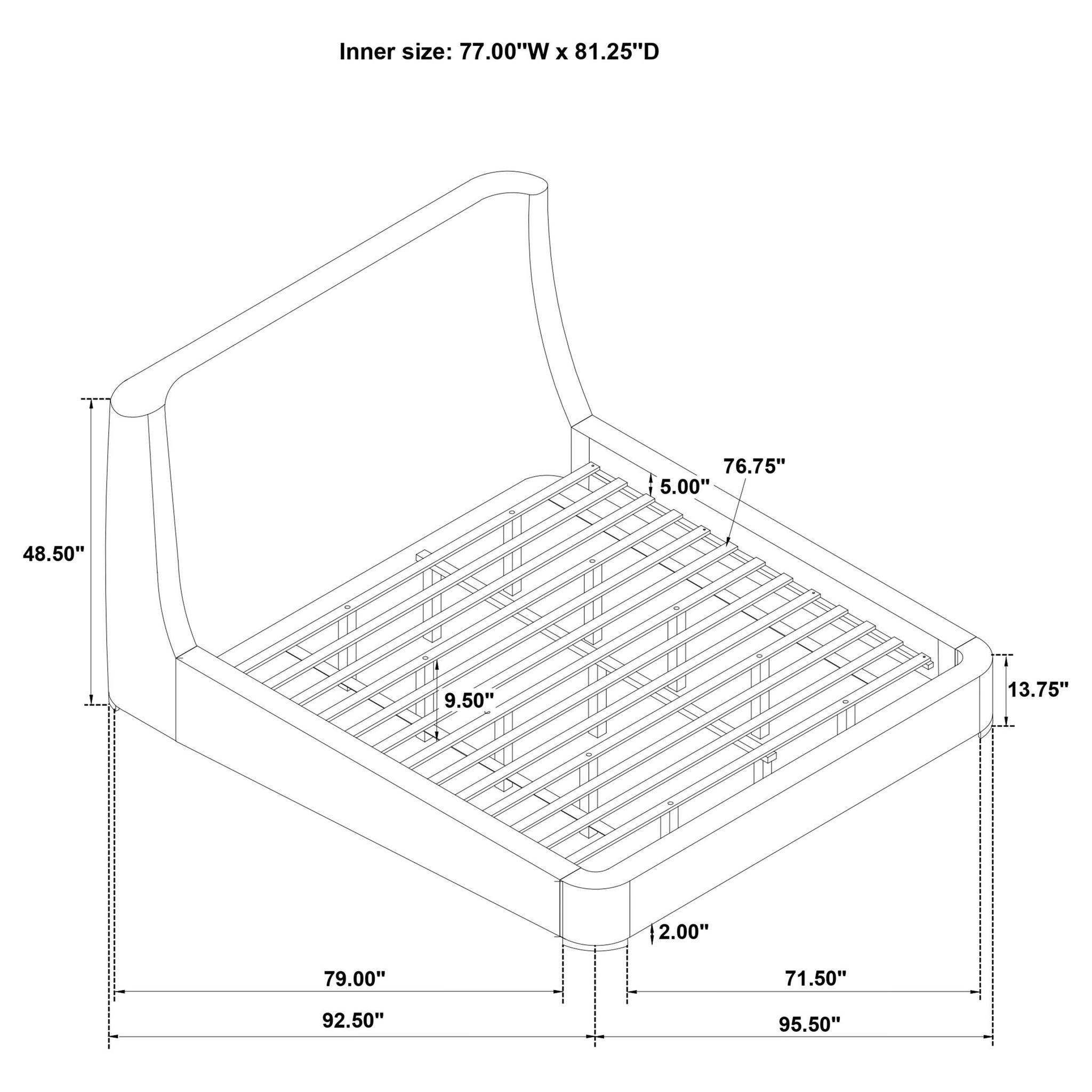 Rennes Upholstered Eastern King Wingback Platform Bed Grey