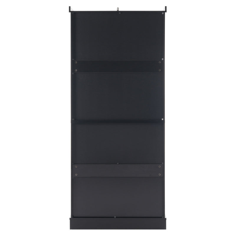 Freestanding Tall Bathroom Cabinet With Adjustable Shelves, Drawers, Soft Close Glass Doors - Black