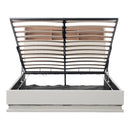 Queen Size  Upholstered Platform Bed with Storage Headboard and Hydraulic Storage System, PU Storage Bed with LED Lights and USB charger, White