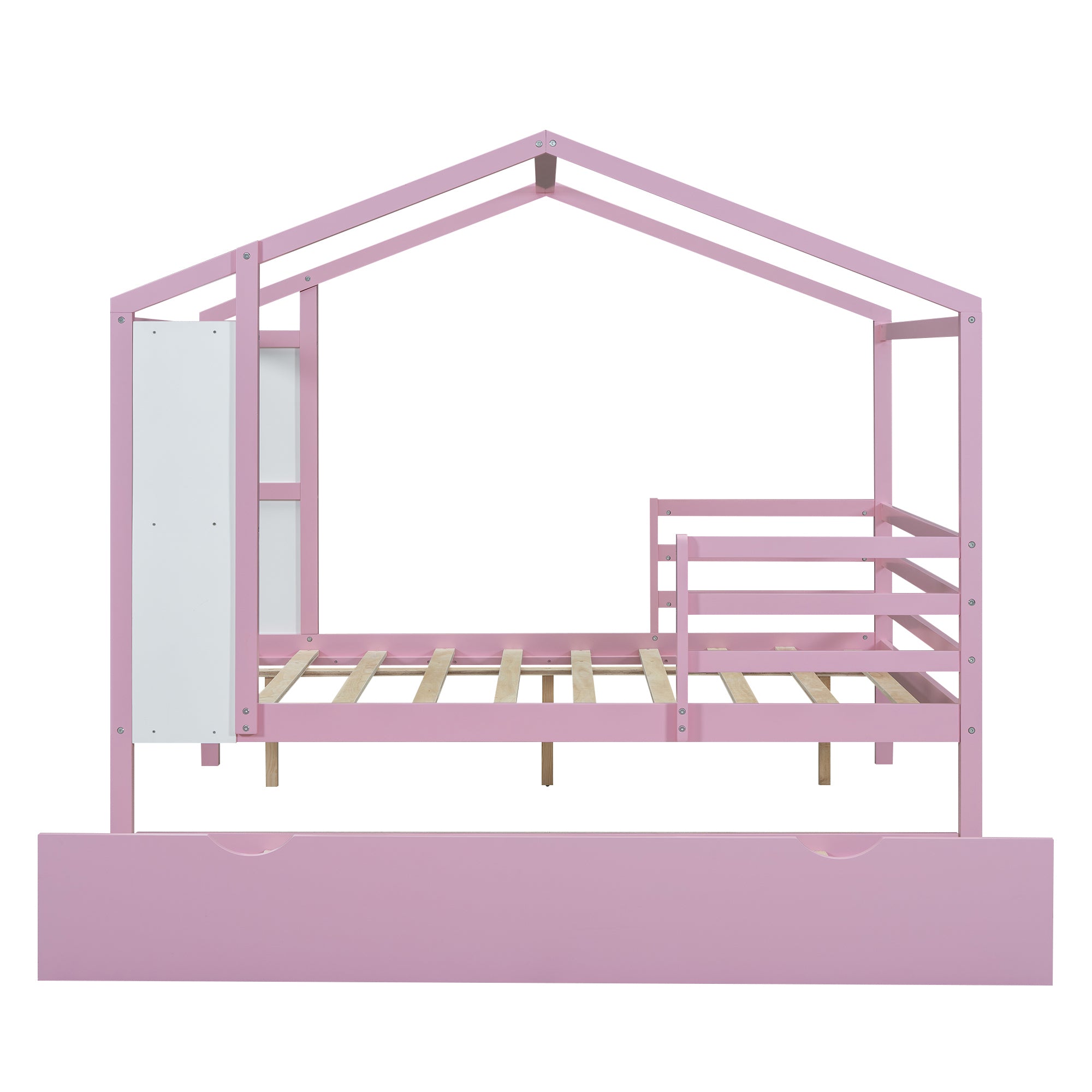 Full Size Wood House Bed with Fence and Writing Board, Pink - Atlantic Fine Furniture Melbourne FL