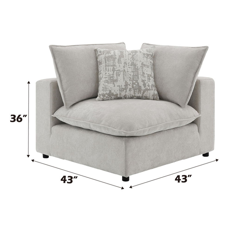 Marisa - Modular Wedge With Pillow - Beige Boucle
