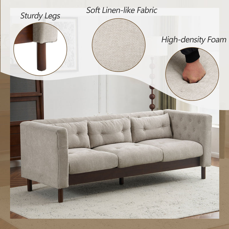 Upholstered Sofa Modern 3 Seater Sofa Couch With Tufted Design For Living Room