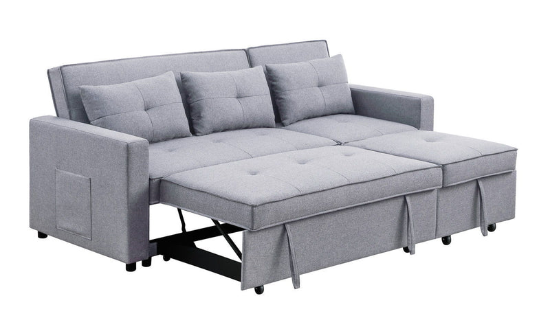 Zoey - Linen Convertible Sleeper Sofa With Side Pocket