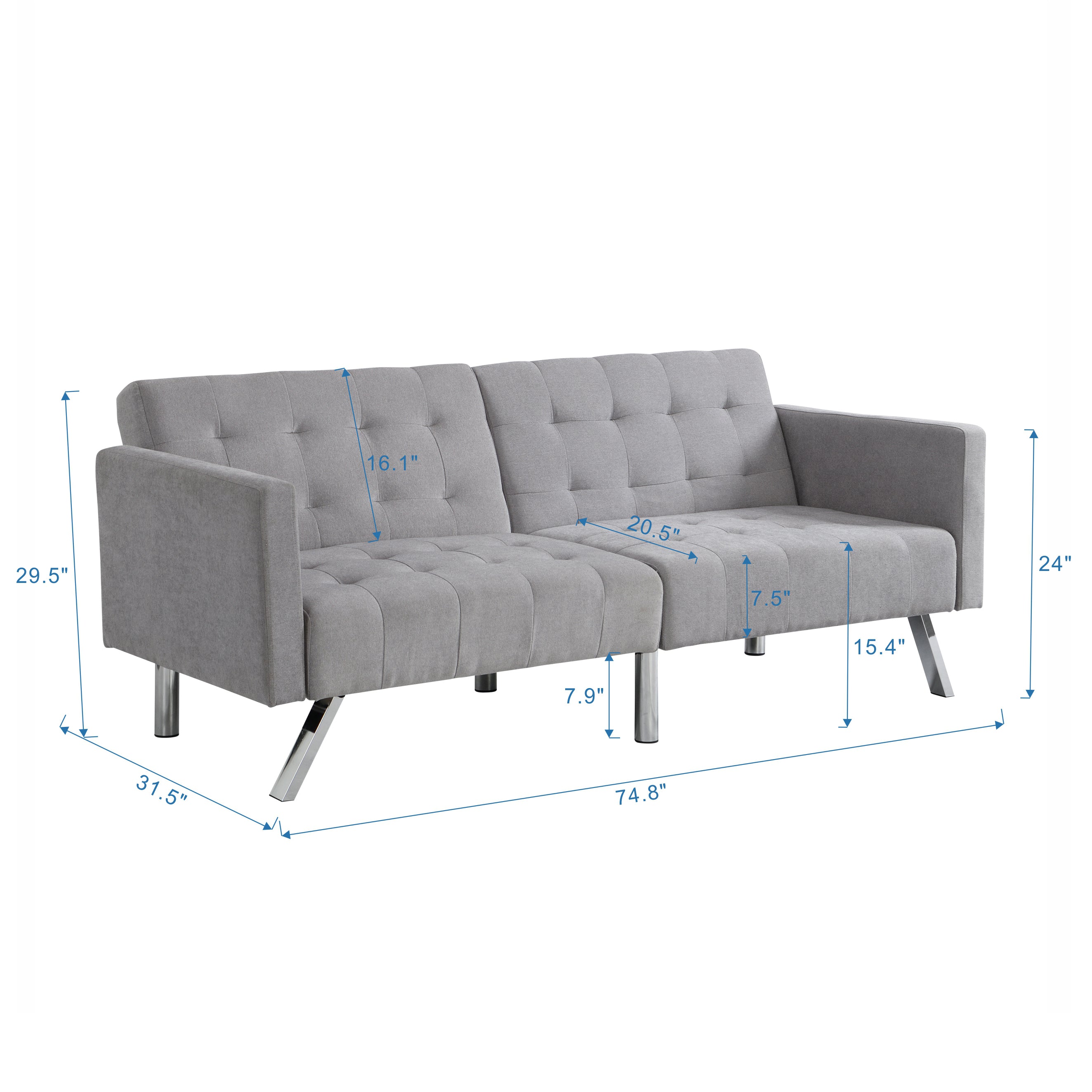 Sofa Bed Convertible Folding Light Grey Lounge Couch Loveseat Sleeper Sofa  Armrests Living Room Bedroom Apartment Reading Room - Atlantic Fine Furniture Melbourne FL