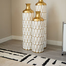 Floor Metal Vase Modern Style Decoration Home Droplet Shaped Metal Vase 3 Piece Set Gorgeous Home Decoration Large Glazed Metal Vase - Gold / White