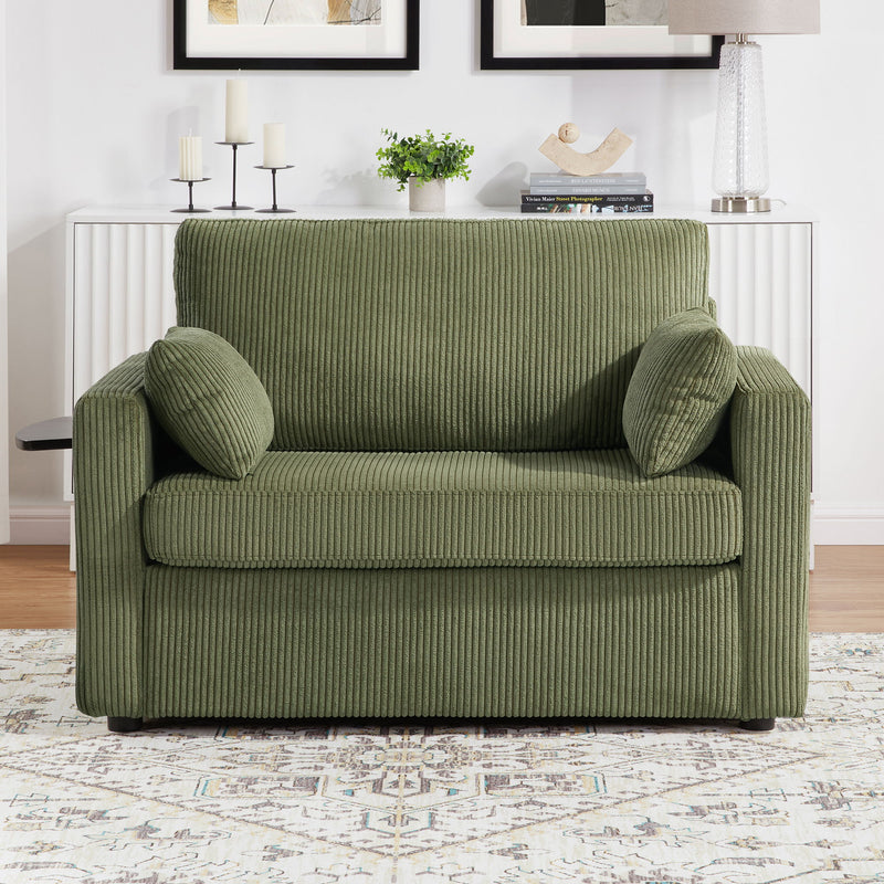 Sleeper Sofa With Foldable Mattress, USB Ports, Side Table & Storage Pocket