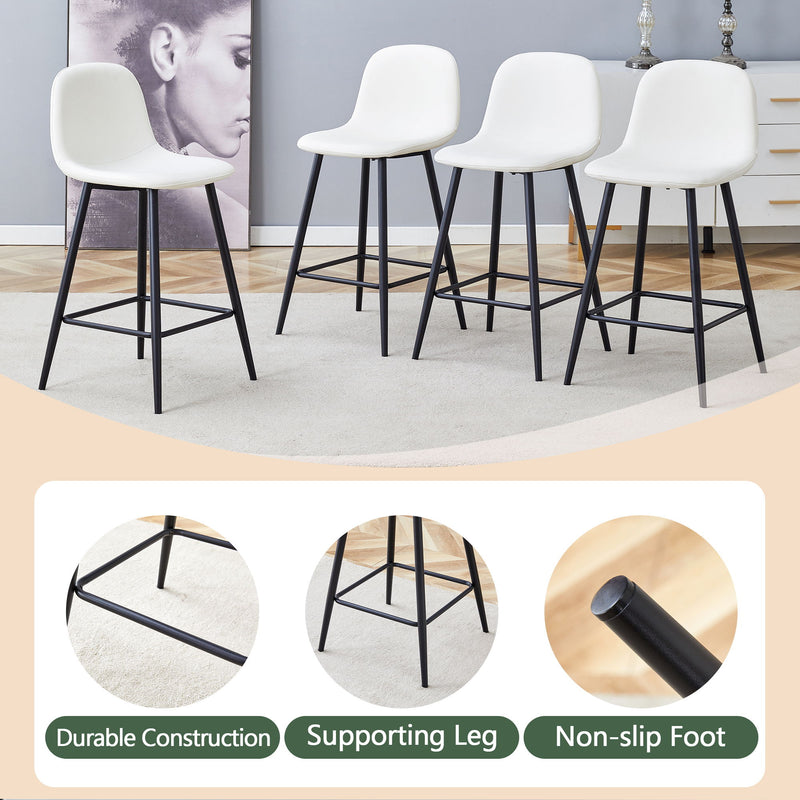 Modern Black Pu Bar Chair Rounded Backrest (Set of 2)
