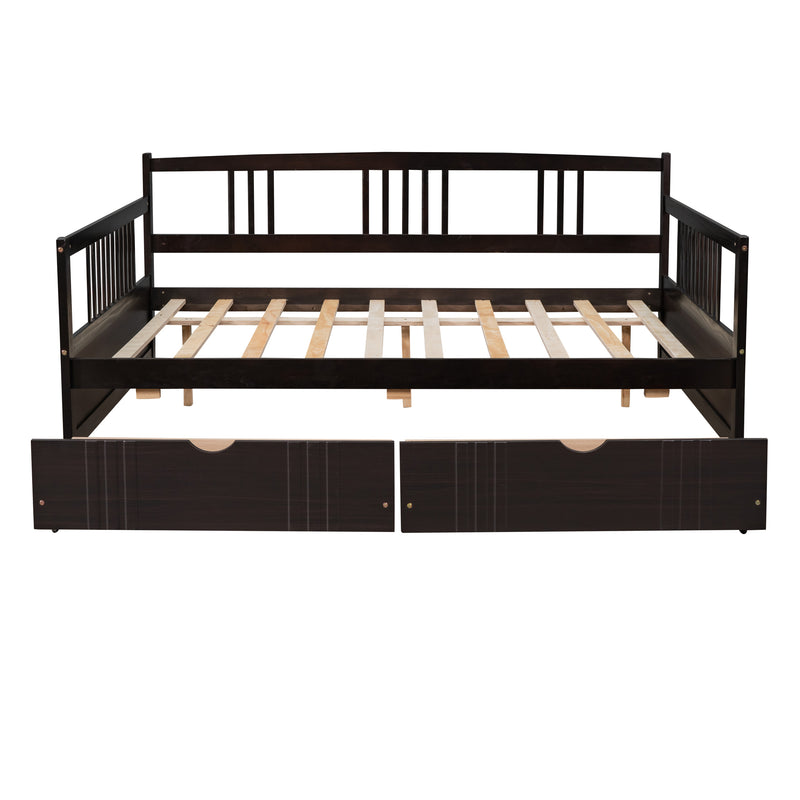 Full Size Daybed Wood Bed with Two Drawers,Espresso(OLD  SKU:LP000058AAP)