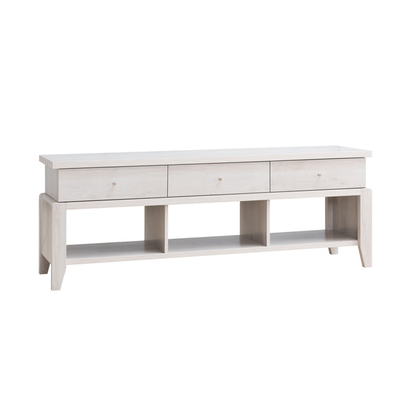 Elegant TV Stand With Three Drawers And Three Shelves For Organizing Your Entertainment Center - White Oak