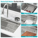 Undermount Stainless Steel Kitchen Sink With Pull Down Faucet & Ledge Workstation