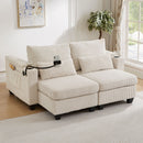Convertible Chaise Lounge Sofa Chair With USB Ports, Cup Holders, Phone Holder And Storage