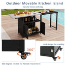 Versatile Outdoor Cabinet With Folding & Expandable Work Surfaces, Ample Storage Space, And Lockable Wheels - Matte Black