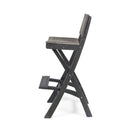 Outdoor Folding Acacia Wood Barstools With Rattan Backrest And Seat