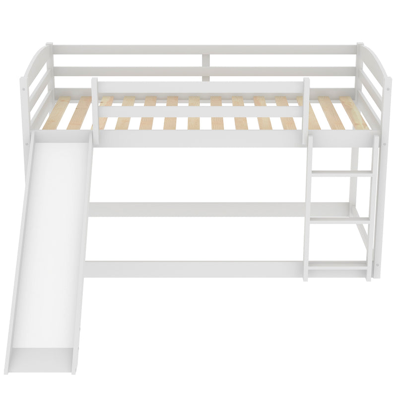 Twin over Twin Bunk Bed with Convertible Slide and Ladder , White(Old SKU:WF281725AAK)