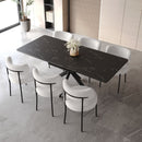 Extendable Dining Table Set With Curved Backrest Upholstered Chairs