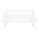 Twin Size Metal Daybed with Twin Size Adjustable Trundle, Portable Folding Trundle, White