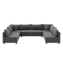 Modular Sectional Reversible U Shaped Couch Set, Free Combination Minimalist Style Oversized 8 Seat Convertible Sofa
