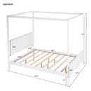 Queen Size Canopy Platform Bed with Headboard and Footboard,Slat Support Leg,White