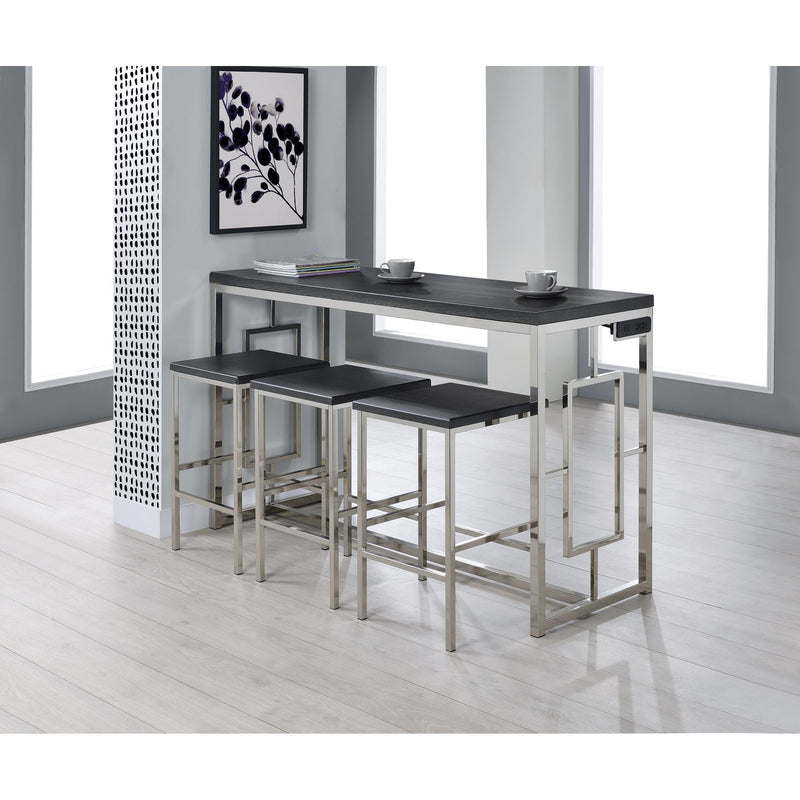 Ezra - Bar Table + 3 Stools - Chrome