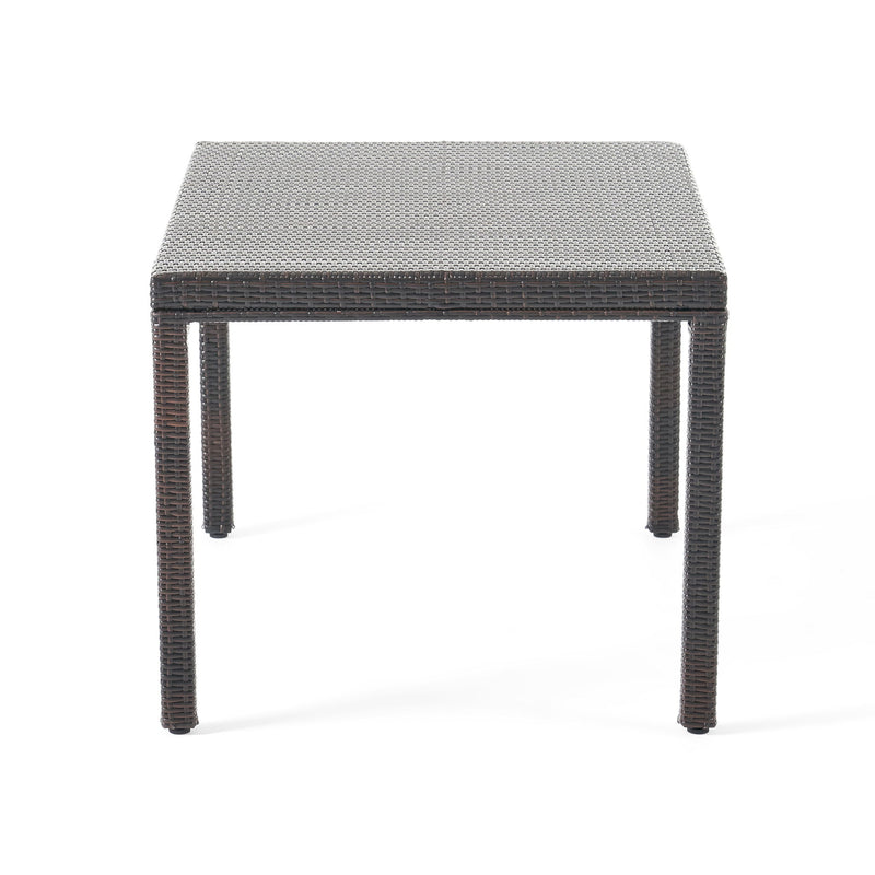 Outdoor Wicker Rectangular Dining Table With Iron Frame And Water Resistant Rattan