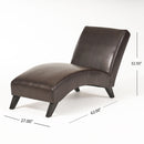 Upholstered Leather Chaise Lounge With Curved Design - Brown