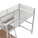 Twin Size Loft Metal&MDF Bed with Desk and Shelf, Silver (Old SKU:SM001105AAN-1)