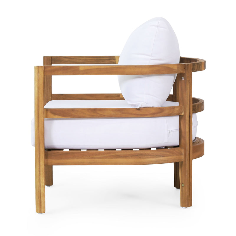Outdoor Acacia Wood Patio Club Chair, Waterproof Thick Cushion, Deep Seating