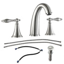Elegant 2 Handle Widespread Bathroom Faucet With Pop Up Drain And Water Supply Lines