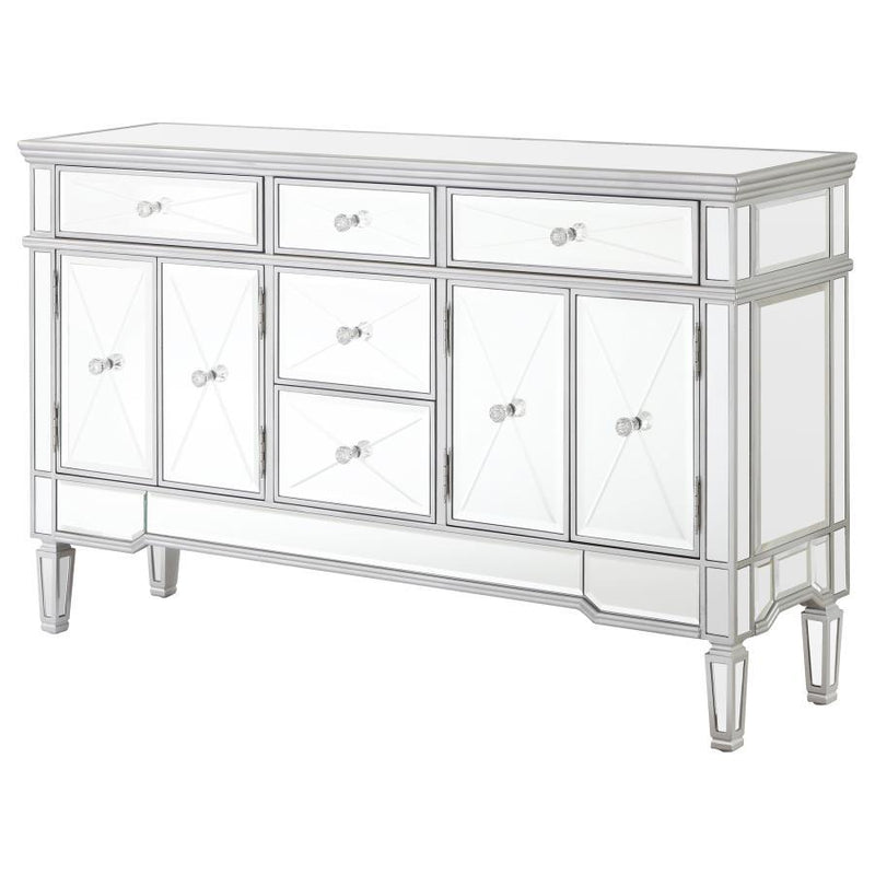 Duchess - 5-Drawer Mirrored Storage Accent Cabinet - Silver - Atlantic Fine Furniture Inc